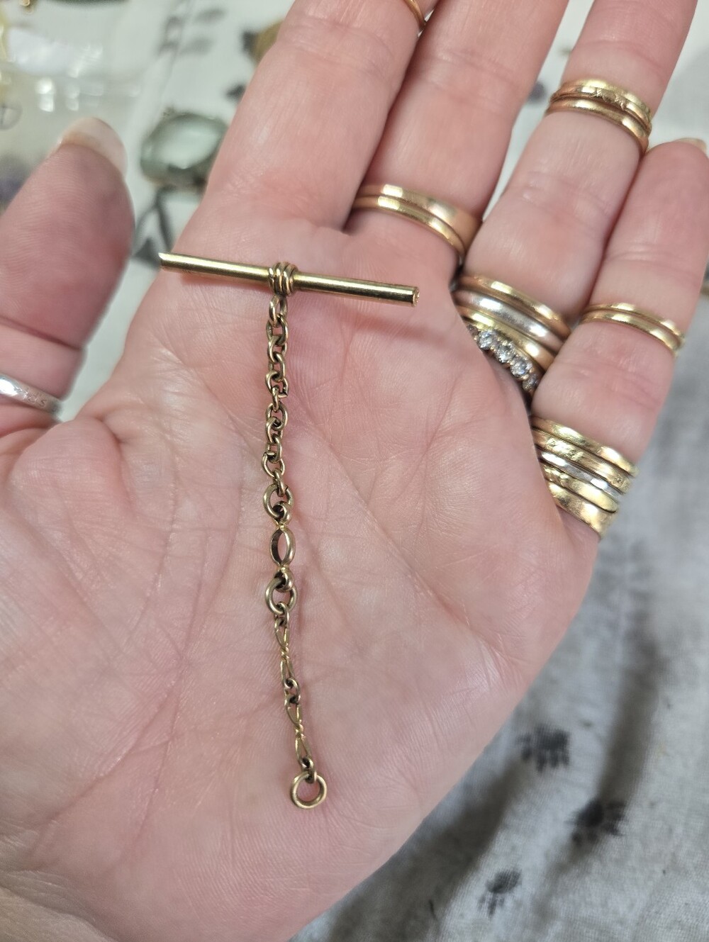 Victorian Gold Filled T-Bar Watch Chain Extender for Women